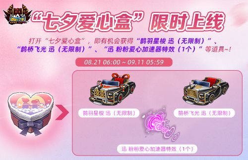 《跑跑卡丁车》八卦幸运宝石1+1限时开启，丰富七夕专属道具同步登场！