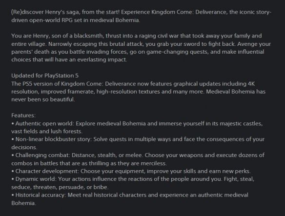 据传，《天国：拯救》PS5增强版或许即将面世！预计将支持4K分辨率与高帧率表现