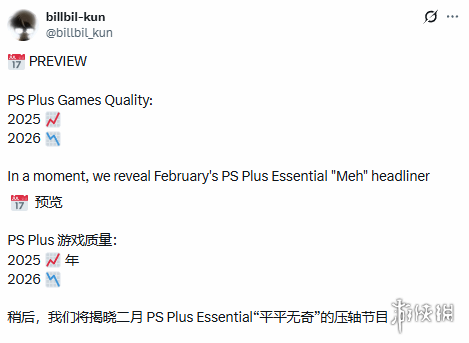 一句话概括!两字总结!坤哥预言:到2026年,PS+免费游戏的品质将大幅下降! 一句话概括!两字总结!坤哥预言:到2026年,PS+免费游戏的品质将大幅下降!